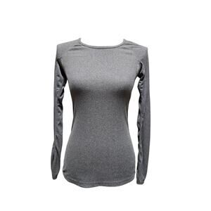 Asics sweat wicking long sleeve gray crew neck ribbed tee, size small